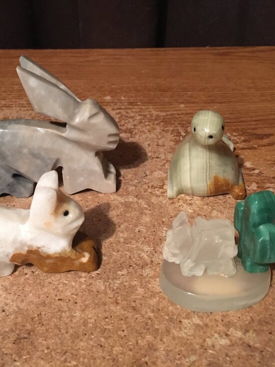 Other - LOT OF 4 ONYX ALABASTER FIGURES RABBIT SEAL DONKEY AND CACTUS